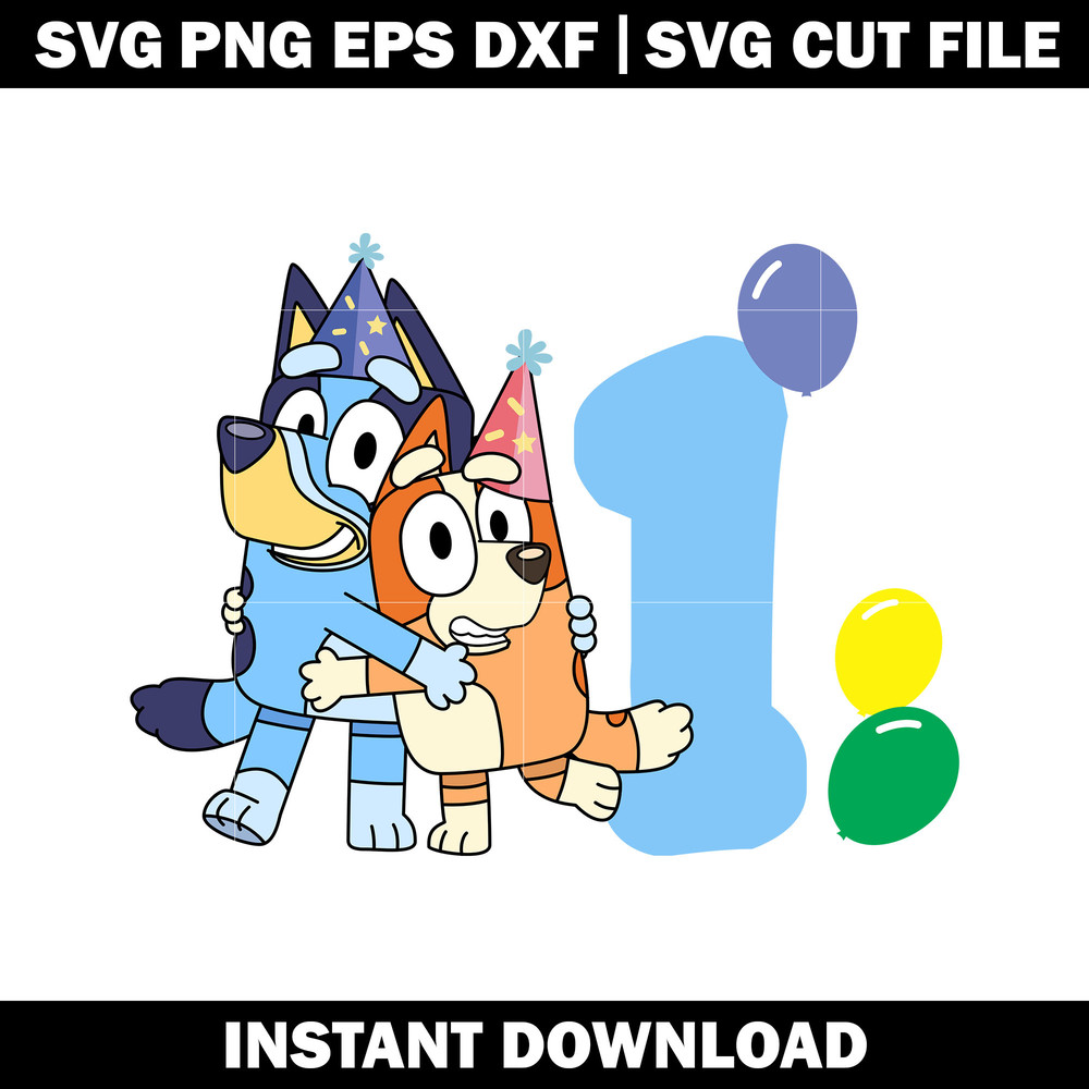 Bluey 1st Family Party svg