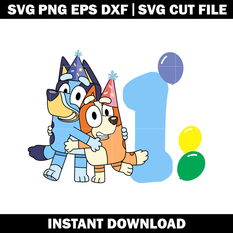 Bluey 1st Family Party svg