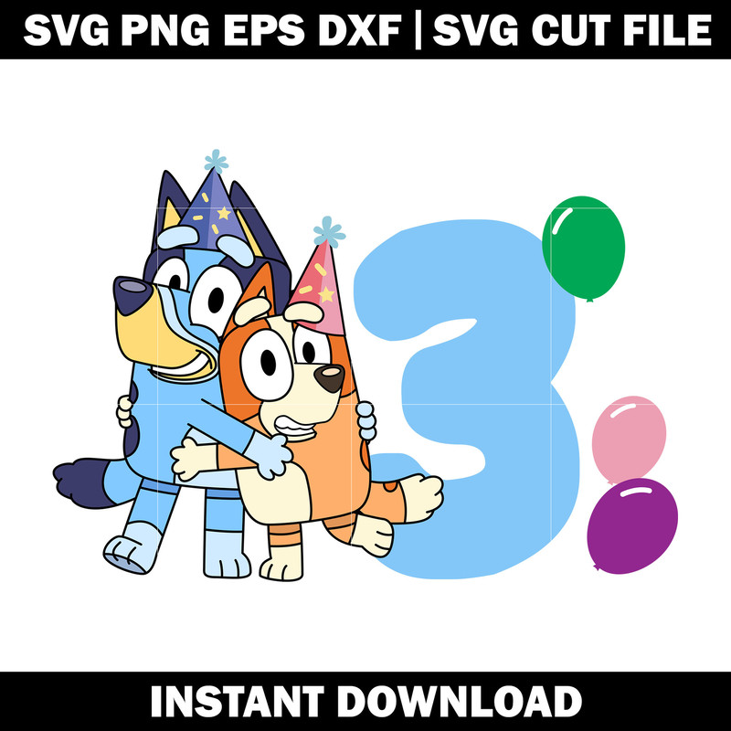Bluey 3rd Family Party svg
