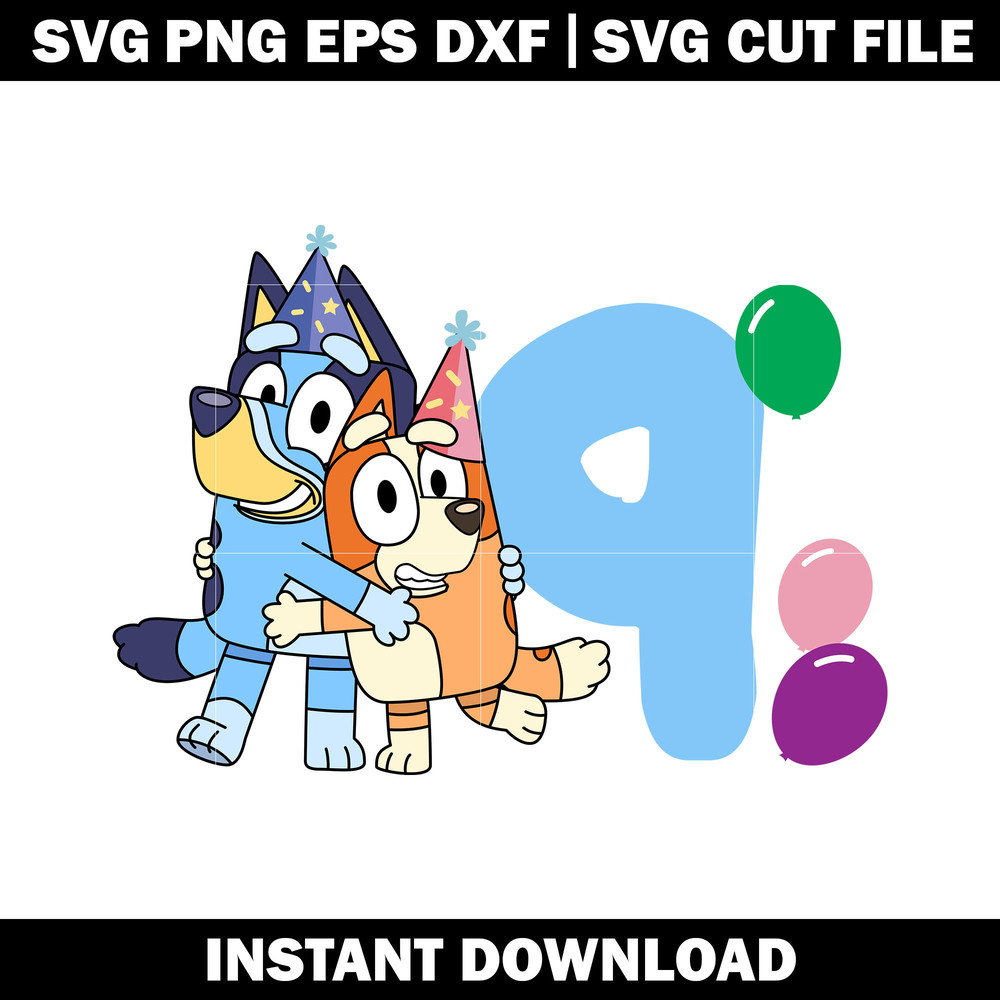 Bluey 9th Family Party svg