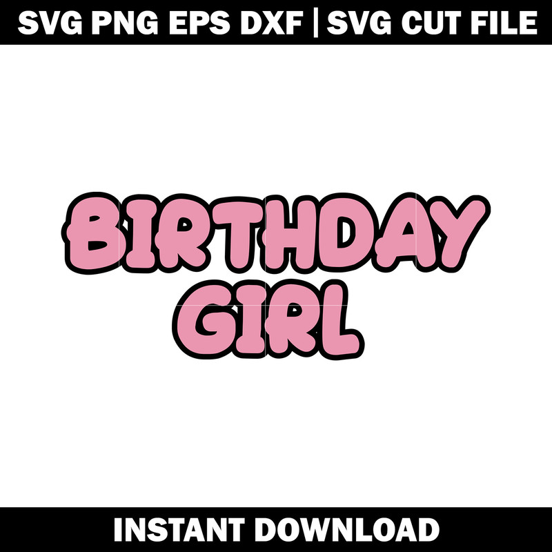 Birthday girl pink svg