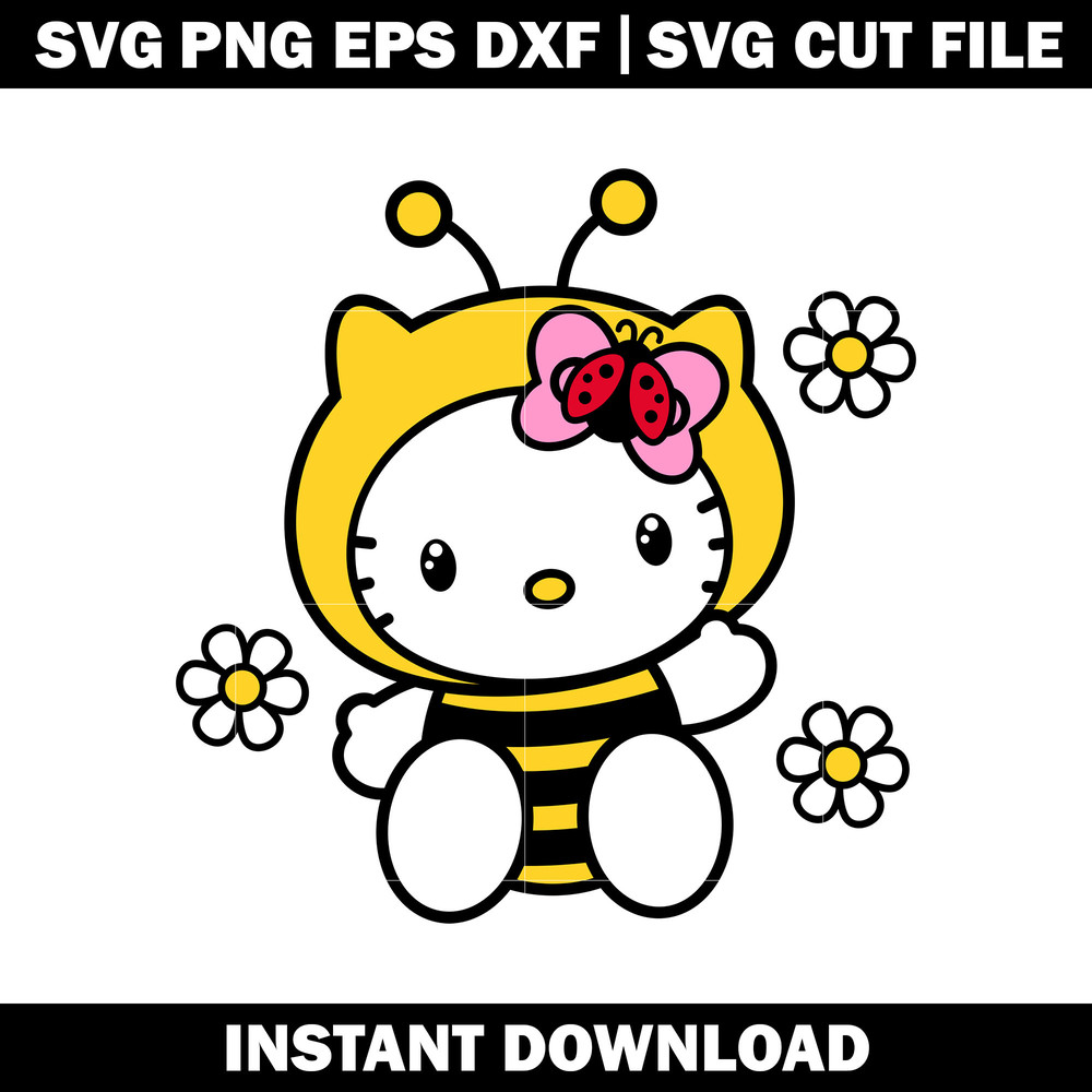 hello kitty flower bee svg
