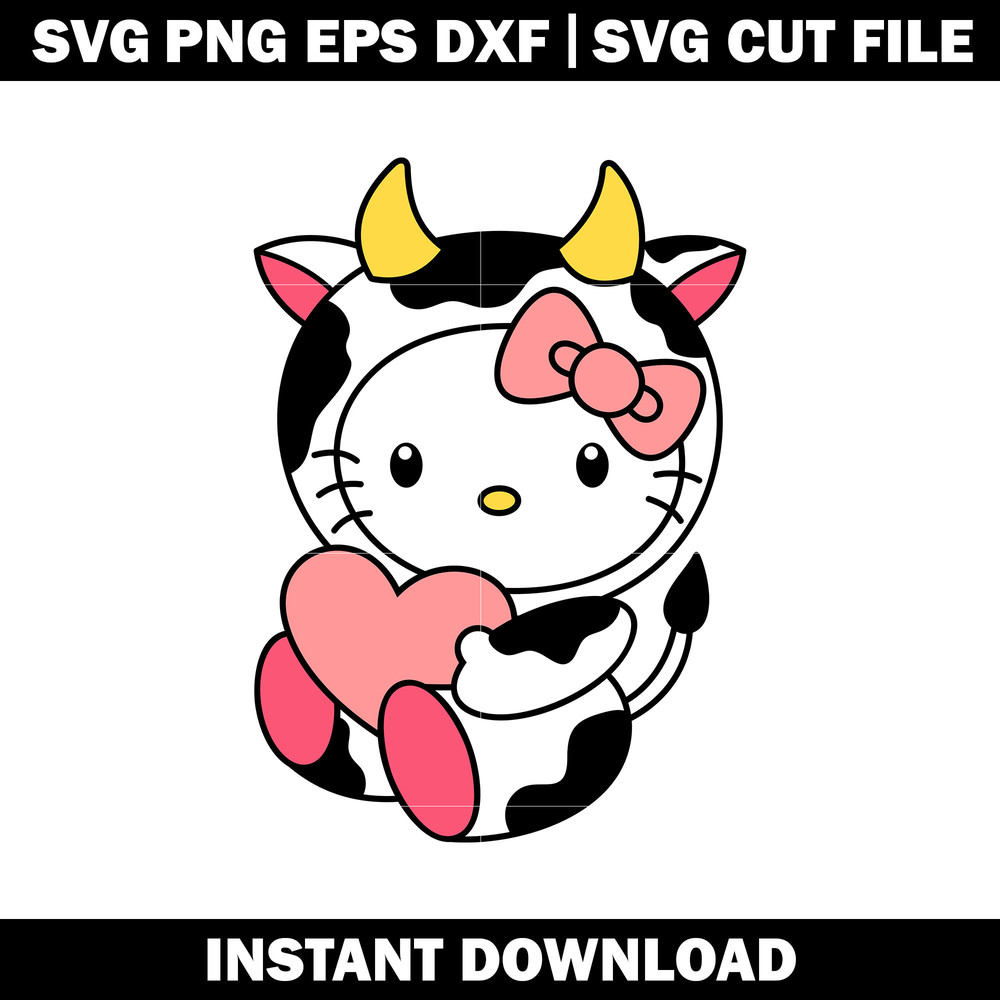 Hello Kitty Cow love svg