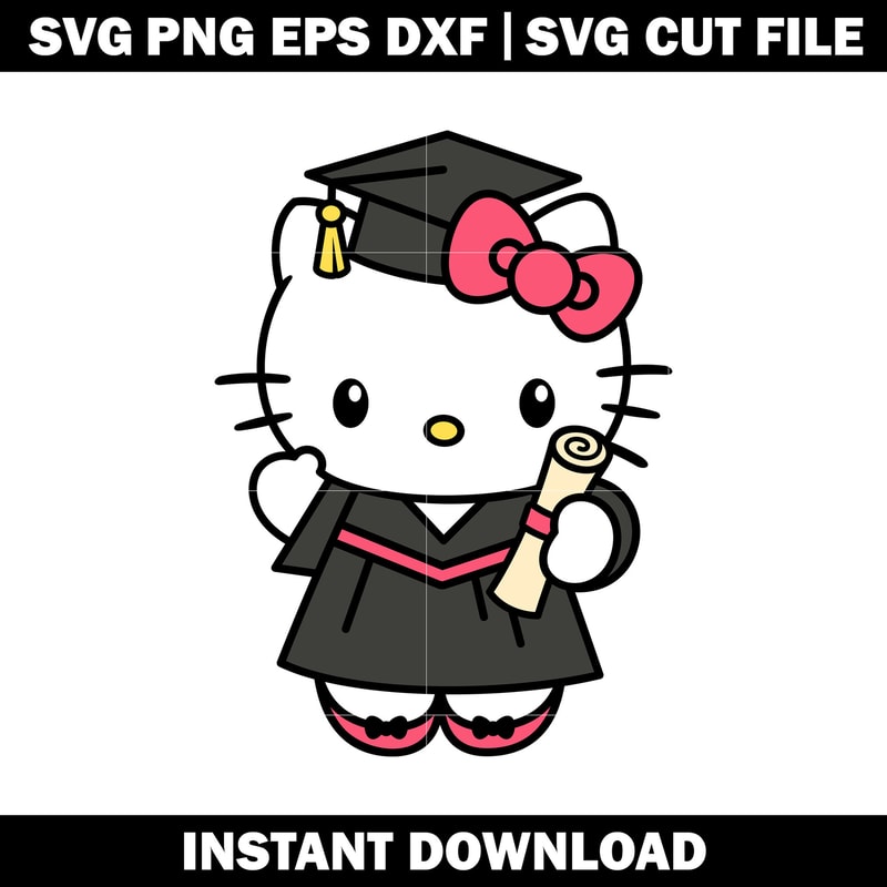 Hello Kitty cute Graduation svg
