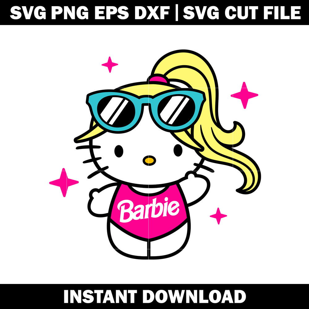 Hello Kitty Malibu Barbie cartoon svg