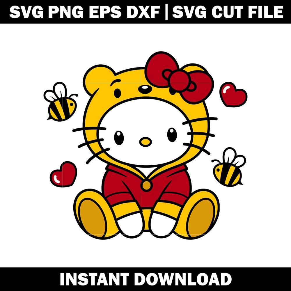Kitty Winnie Pooh Valentines Day svg