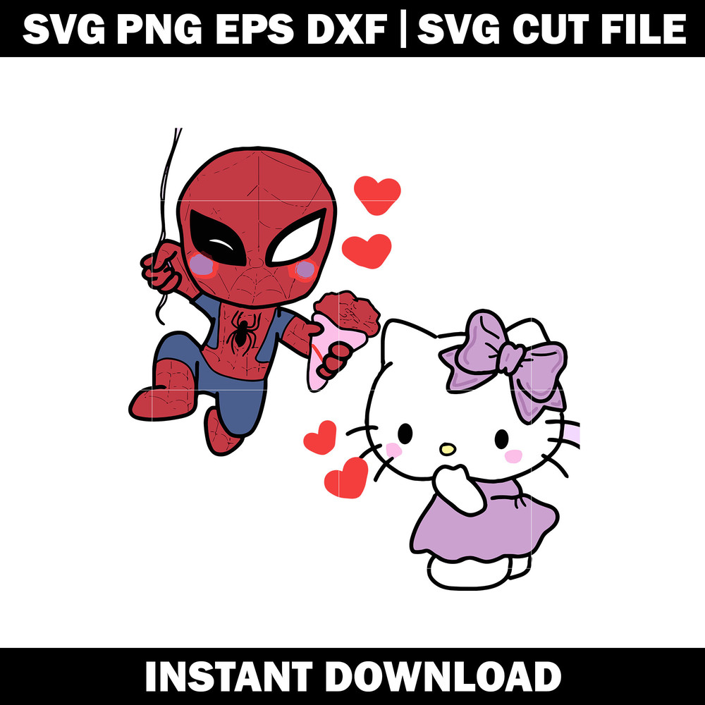 Hello kitty and spiderman svg