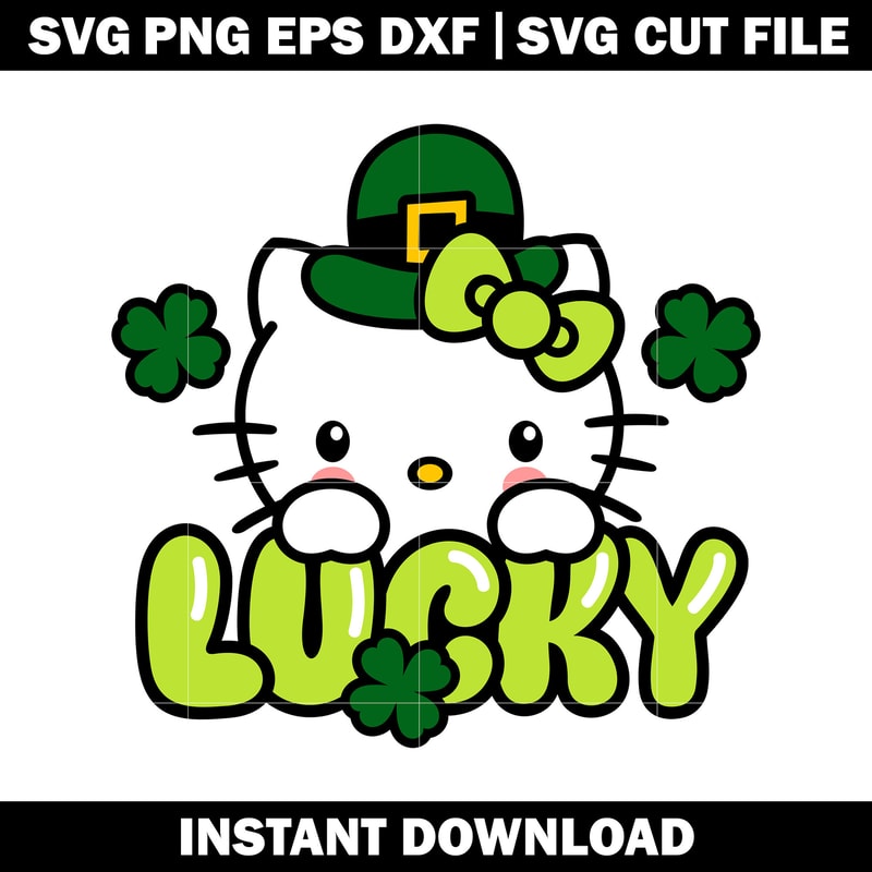 Hello Kitty St Patricks svg