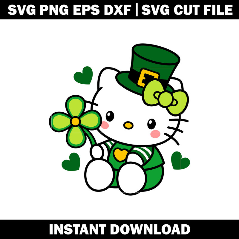 Hello Kitty St Patricks cartoon svg