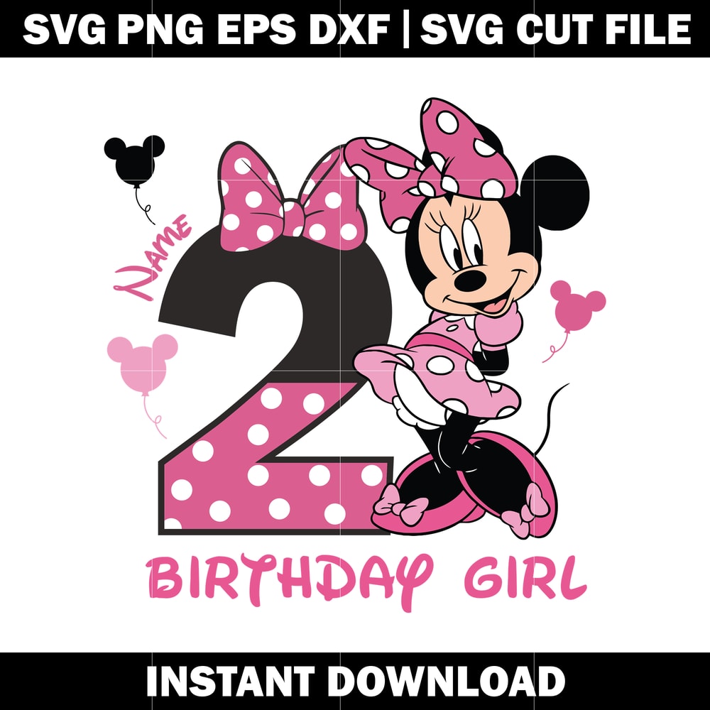 Minnie Mouse 2nd Birthday girl Clipart svg