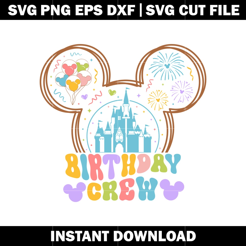 Mickey mouse head birthday crew svg