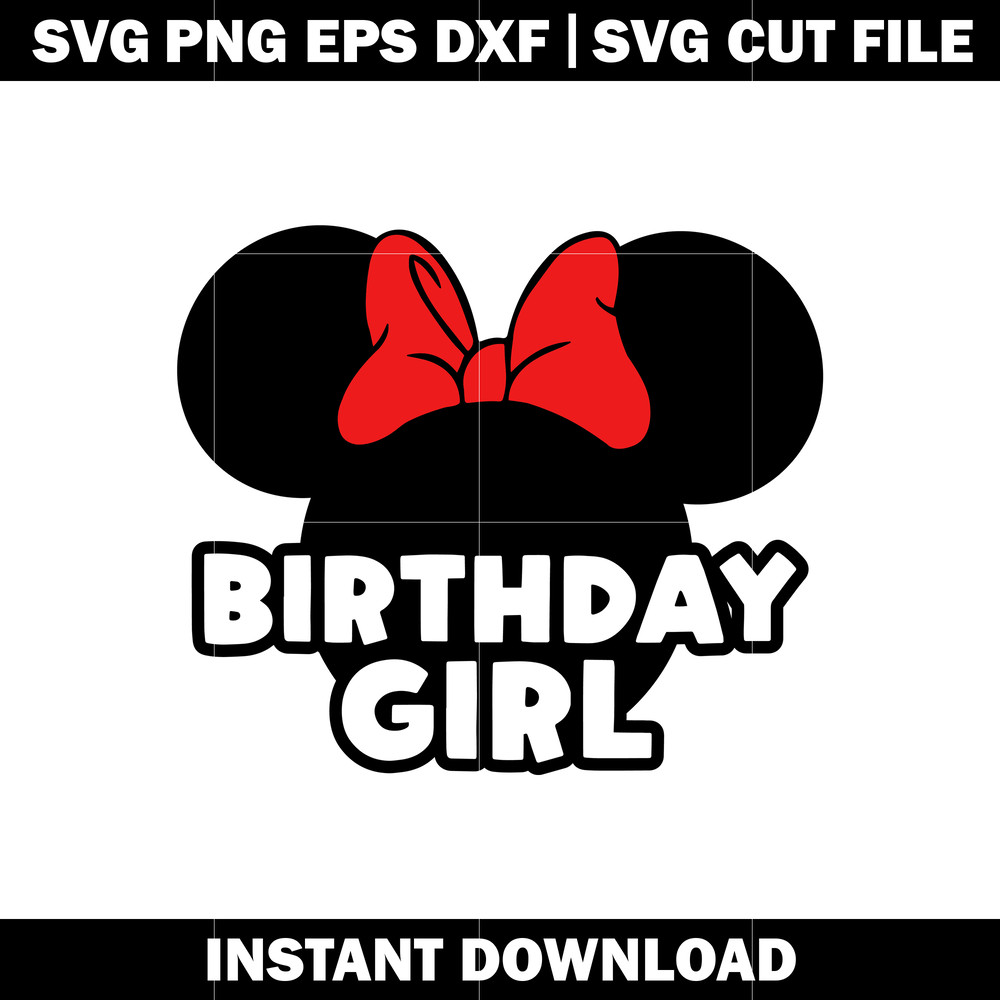 Minnie mouse head black birthday girl svg
