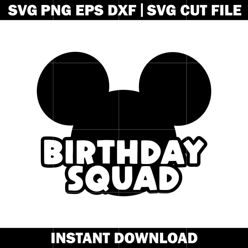 Mickey mouse head birthday squad svg