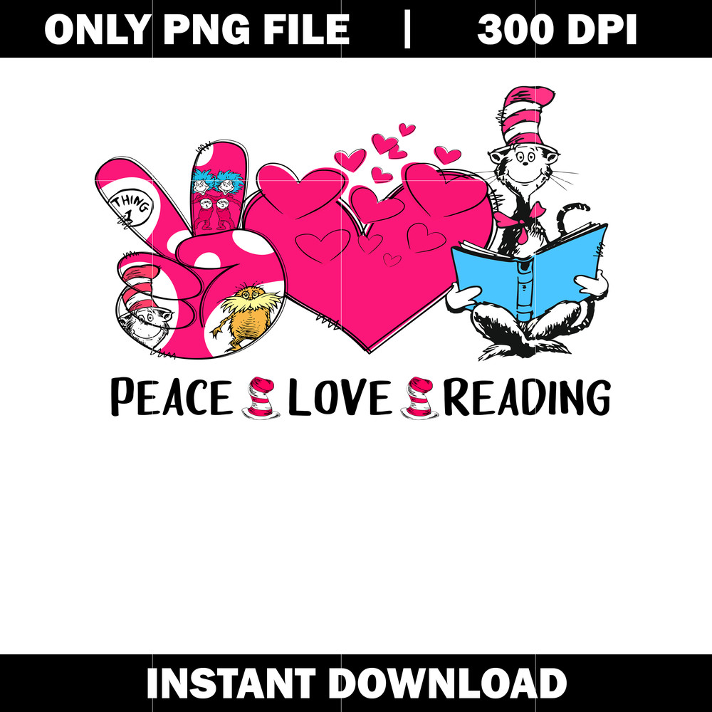 Quotes png, peace love Reading png