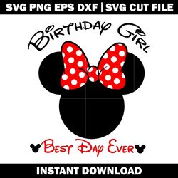 minnie birthday girl svg, minnie mouse head svg, disney svg, logo shirt svg, digital file svg, instant download.
