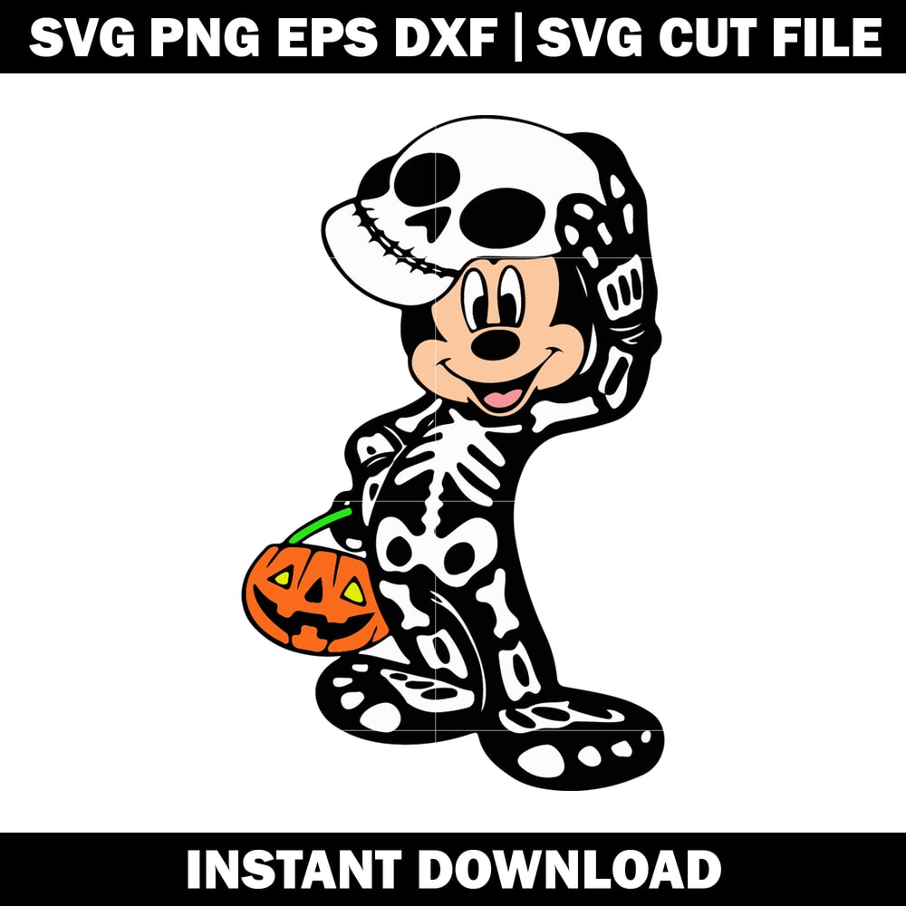Mickey Mouse Skeleton Halloween svg