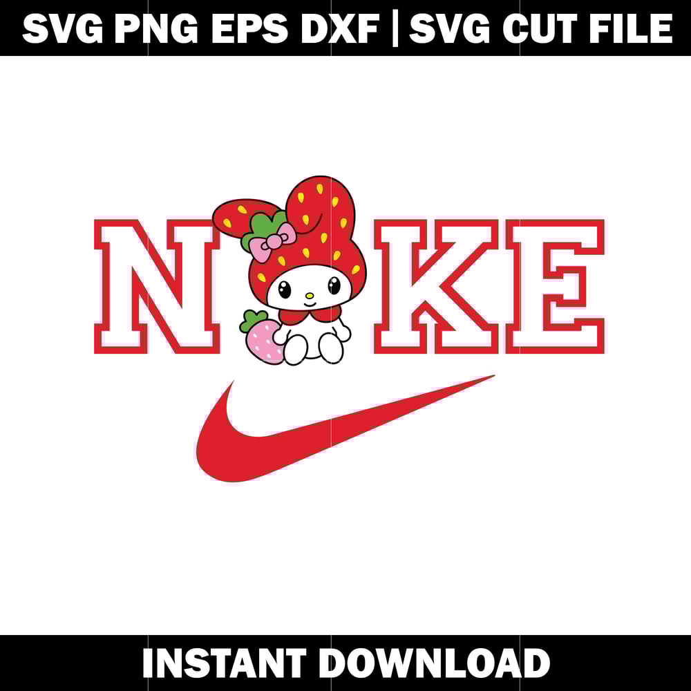 My Melody strawberry nike svg
