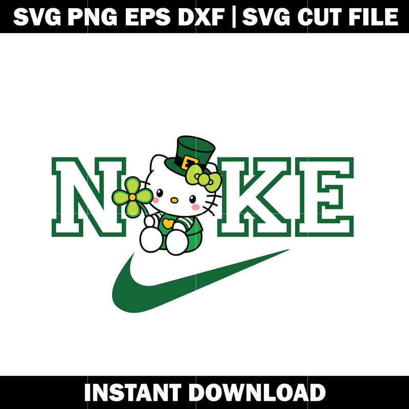 Hello Kitty St Patricks nike svg