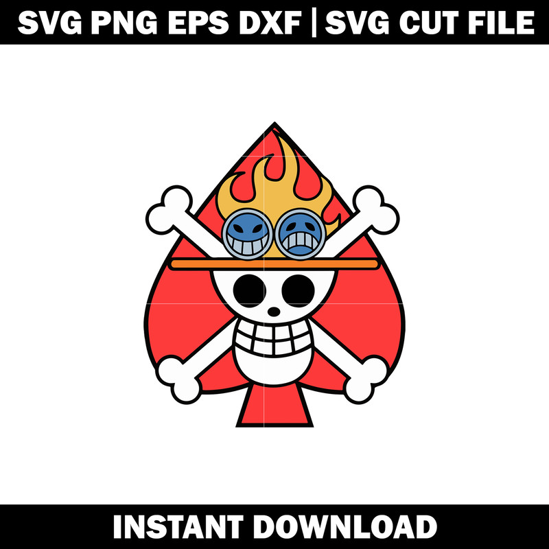 One Piece Jolly Roger red Svg