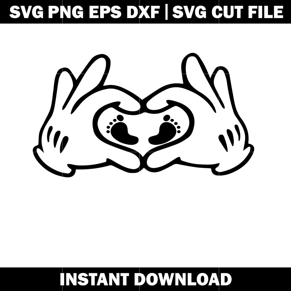 Mickey Mouse and Minnie Mouse Love Hands svg