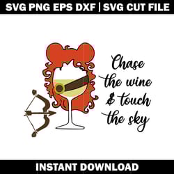 merida wine glass svg, mickey princess merida svg, cartoon svg, logo design svg, digital file, instant download.