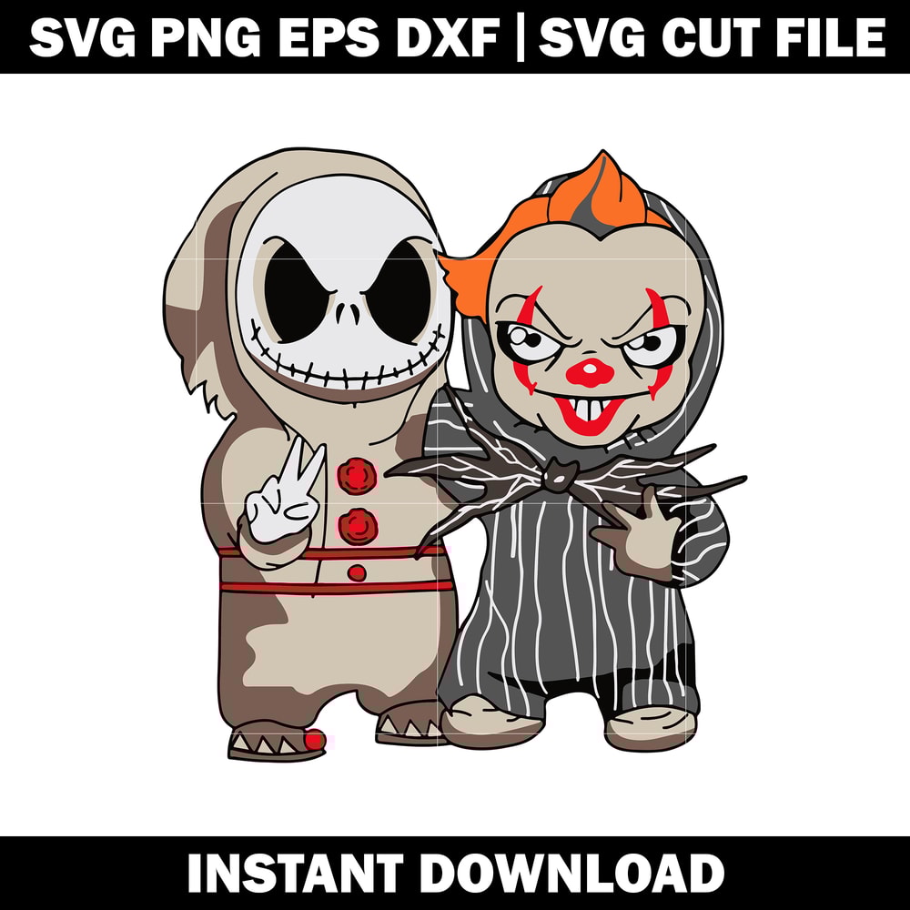 Ready to press Jack Skellington and Pennywise svg