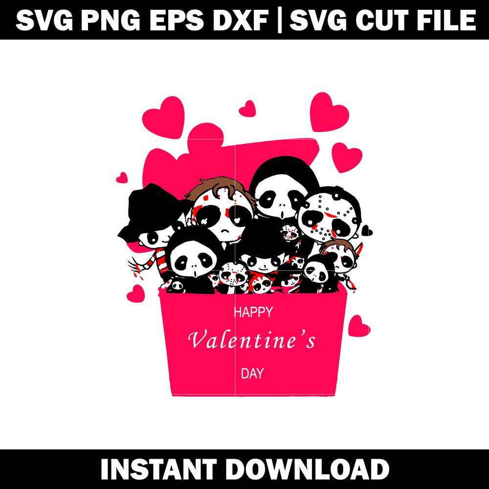 Horror Movie Chibi Valentine Box svg