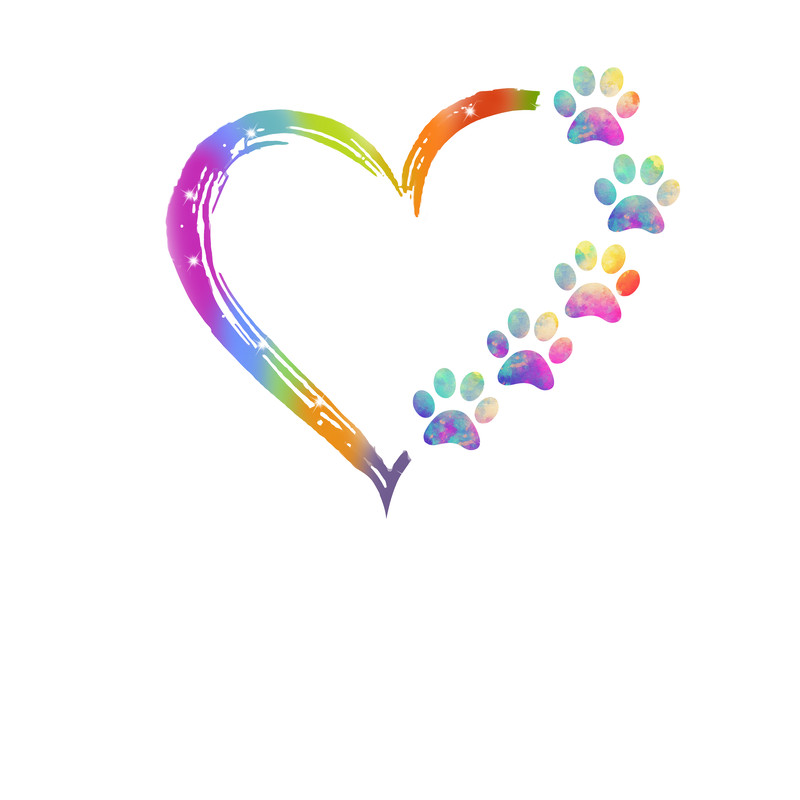 Colorful Heart Paw Print Dog Lovers t Shirt.png