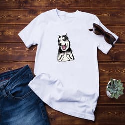 husky with middle finger pocket shirt