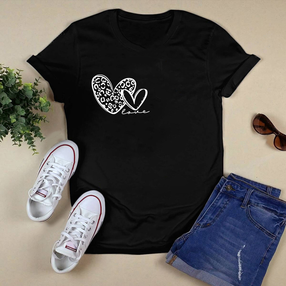 Valentine's Day Leopard Shirt Heart Love T-Shirt.png
