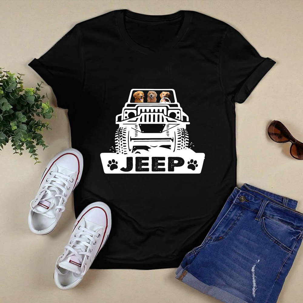 I Love Golden Retriever and Jeep Funny Dog Jeep Shirt.png