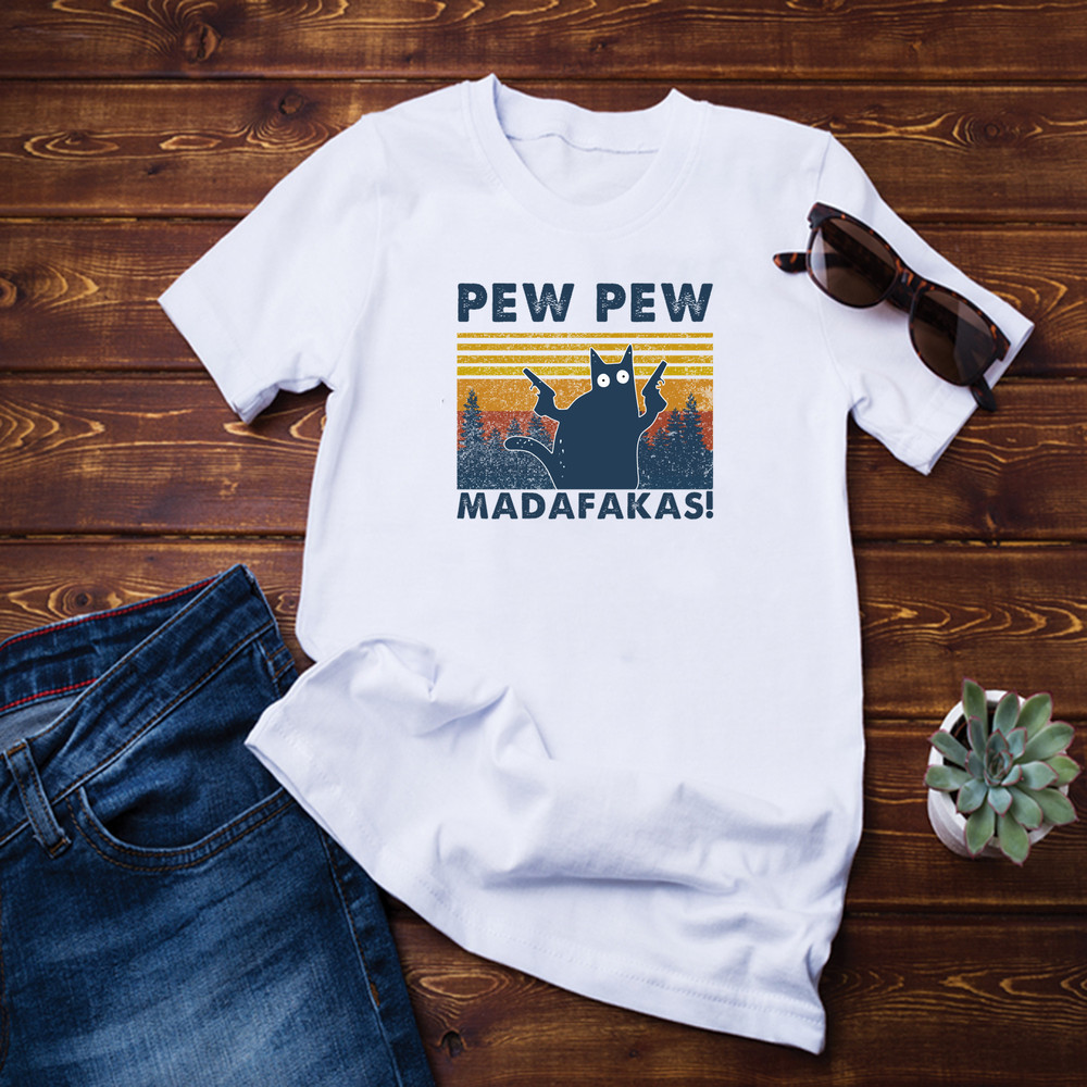 Cat Pew Pew Madafakas Gun Vintage Shirt.png