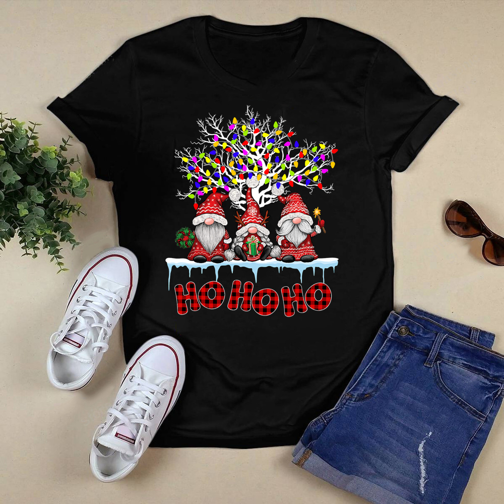 Funny Three Gnomies Santa HO HO HO Christmas Buffalo Gnome T-Shirt.png