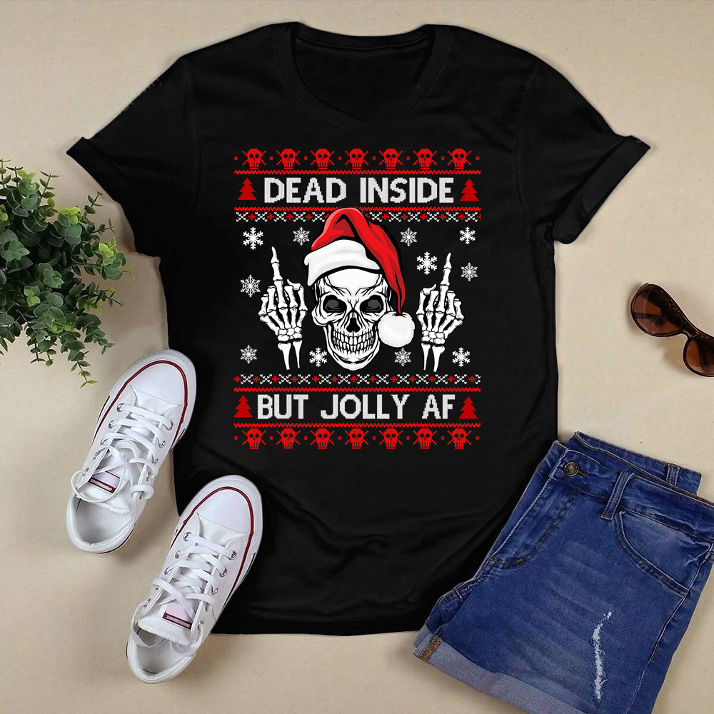 Mens Ugly Christmas Sweater Funny Santa Skeleton Costume T-Shirt.png