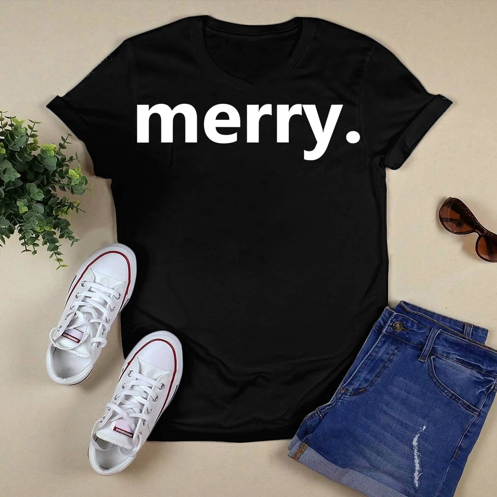 Merry. Minimalist Christmas Design T-Shirt.png