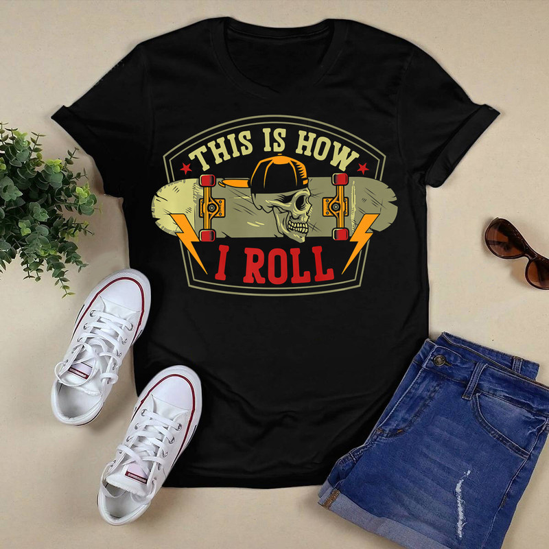 Skateboard Vintage 80S 90S Retro Skull This Is How I Roll Premium T-Shirt.png