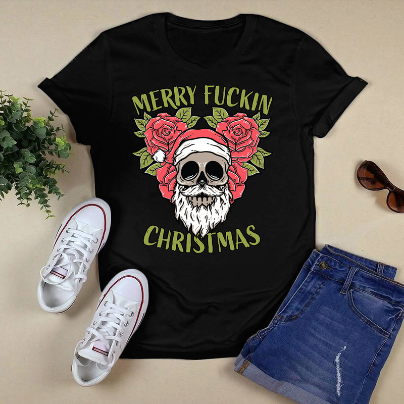 Skull Santa Claus Shirts Ugly Xmas Merry Fucking Christmas T-Shirt.png