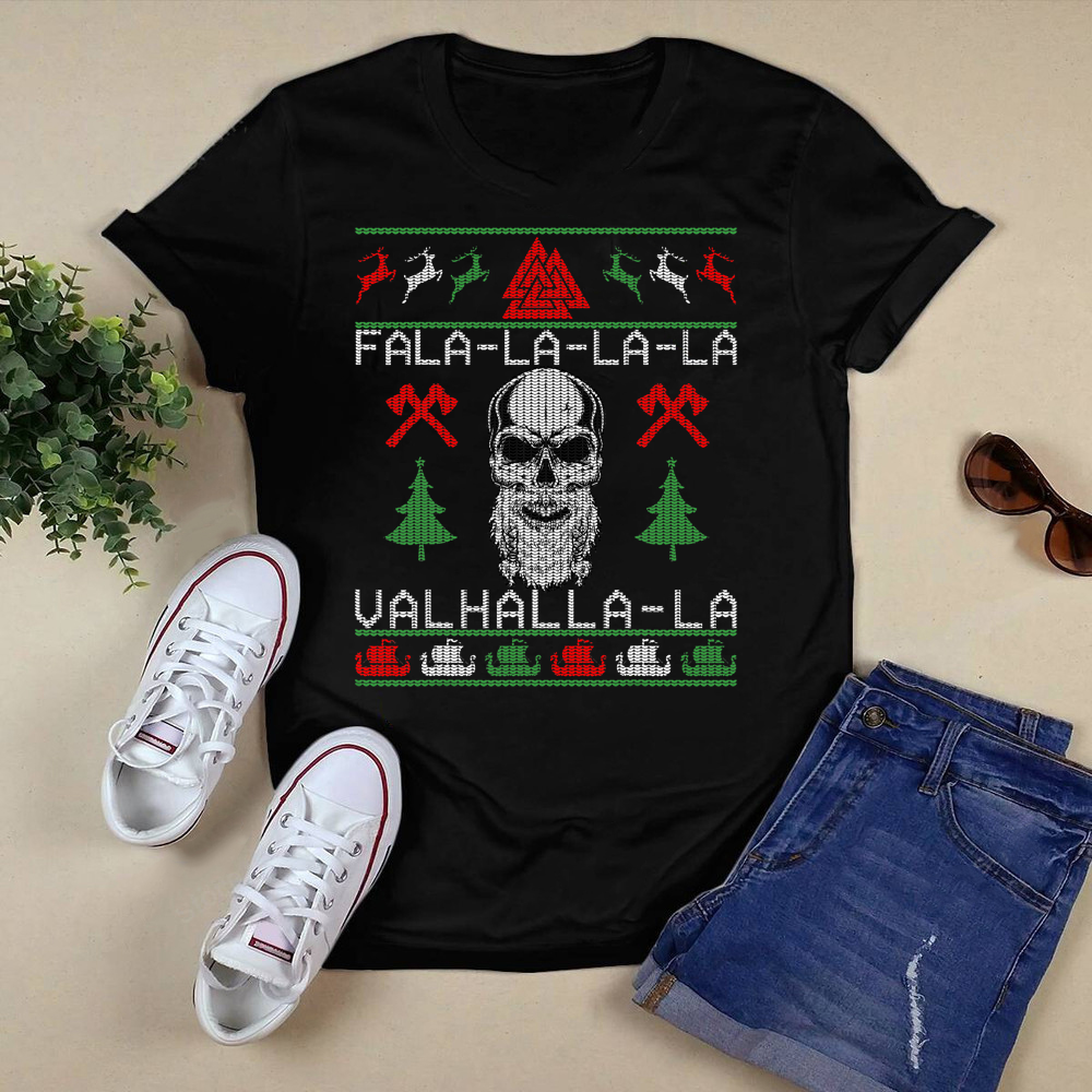 Ugly Christmas Sweater Viking Falalalala Valhallala T-Shirt.png