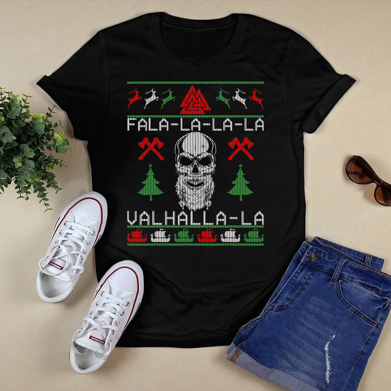 Ugly Christmas Sweater Viking Falalalala Valhallala T-Shirt.png