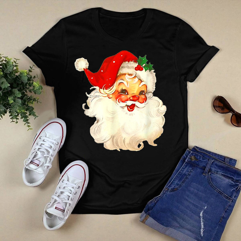 Vintage Red Santa Claus Red Christmas Design Xmas 2021 T-Shirt.png