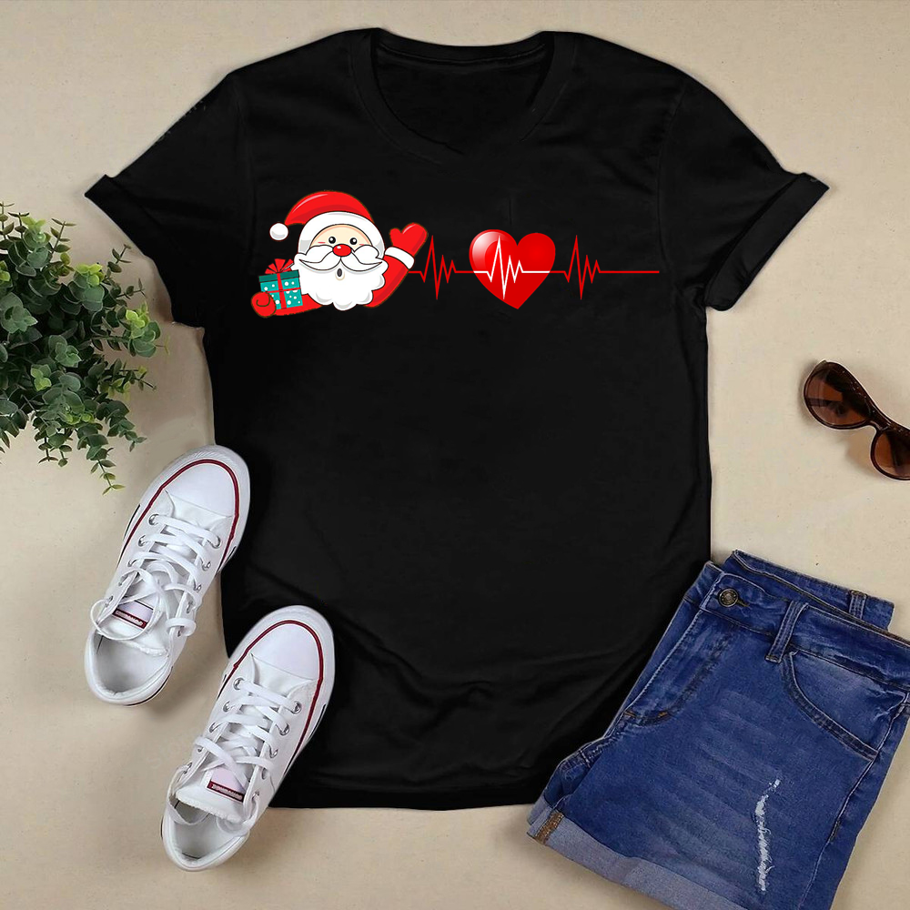 Vintage Santa Claus heart Christmas Design pajama family T-Shirt.png