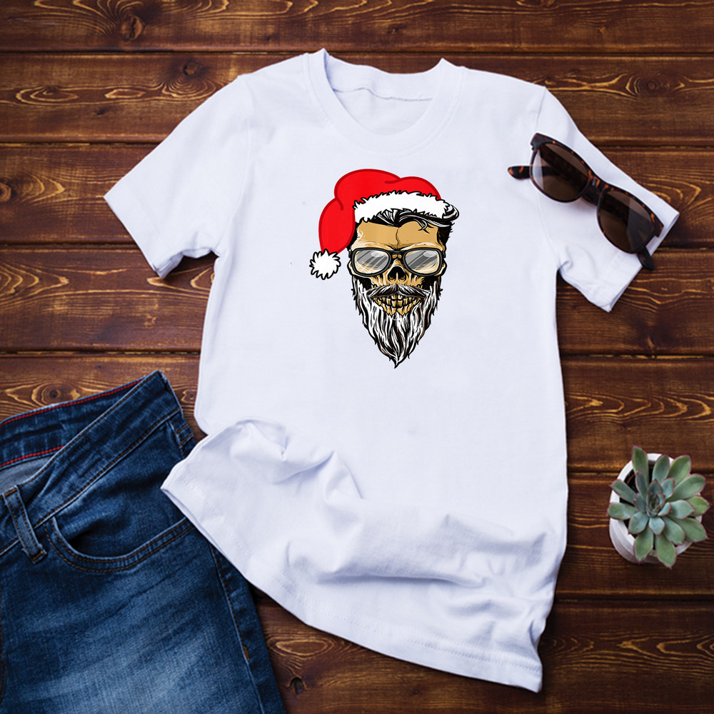 Cool Hipster Santa Claus Hip Sunglasses Skull Christmas Premium T-Shirt.png