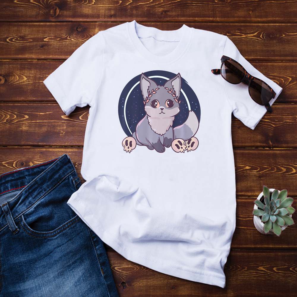 Cute Kawaii Anime - Hades Fox - Skull Aesthetic Japanese Premium T-Shirt.png