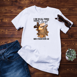 i can do all thing through christ cross cowboy boots hat t-shirt