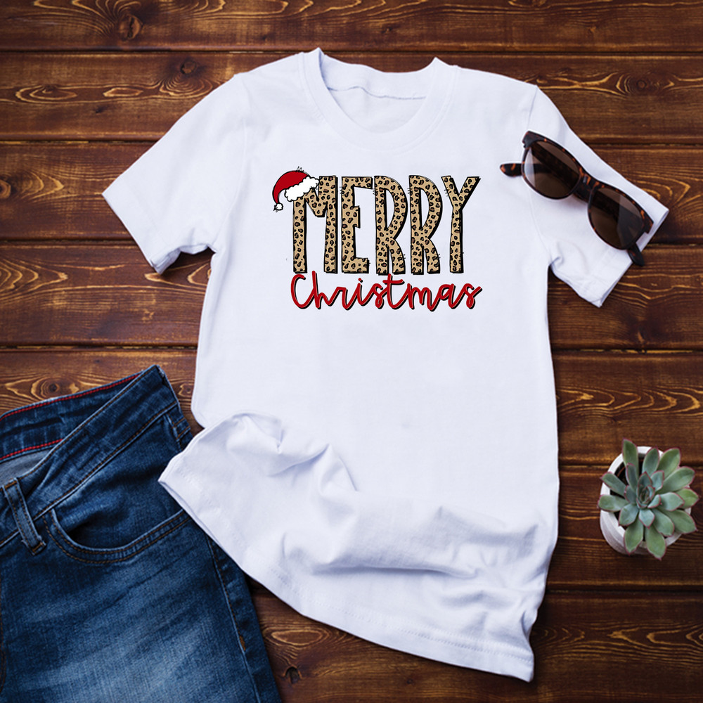 Merry Christmas Leopard Buffalo For Men Women T-Shirt T-Shirt.png