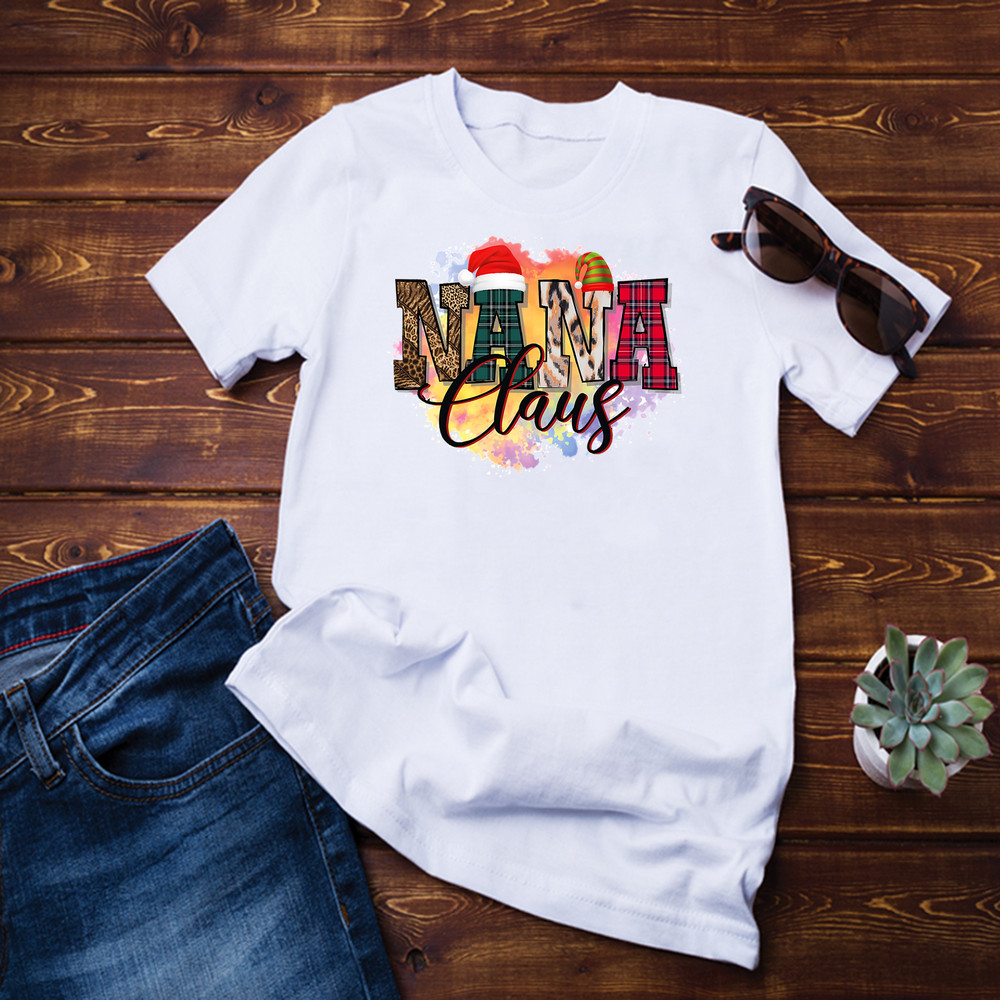 Nana Claus Funny Western Nana Santa Grandma Xmas Costume T-Shirt.png