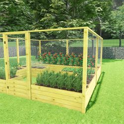 16-16 raised garden bed with fence plans-enclosed garden