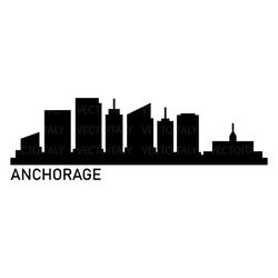 anchorage skyline illustrated in vector and available in svg, pdf, eps, png, jpeg and ai format and available for instan