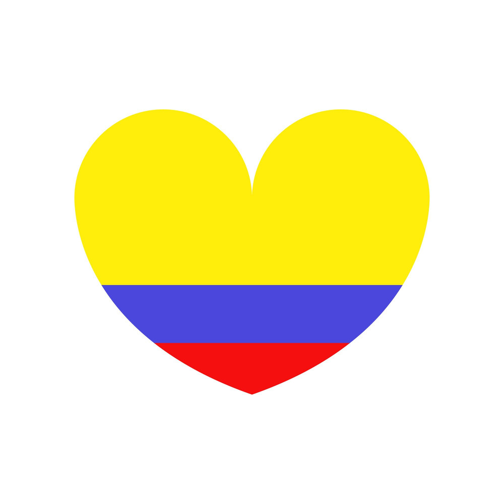 Colombia Flag In Heart Shape Illustrated In Vector And Available In SVG PDF Eps Png JPEG And Ai For 0