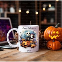 halloween mug, spooky, personalised skeleton family halloween gift, fall vibes, autumnal, tea, coffee, seasonal
